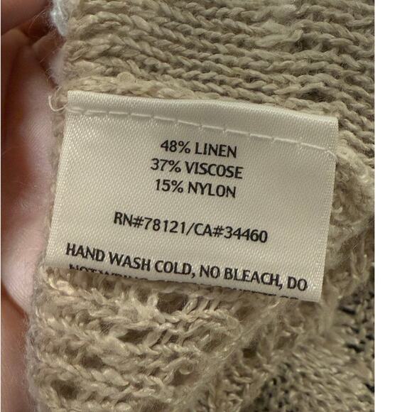 EILEEN FISHER Open Knit Sweater Cardigan Women L Linen Cover Up Flowy Luxury - Picture 10 of 10
